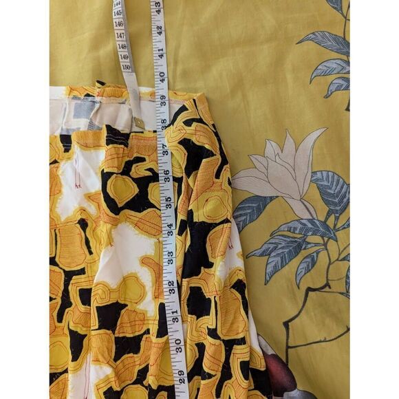 Maxmara Women’s Small Yellow Geometrical Print Wrap Tie Midi Short Sleeve Dress - Picture 5 of 6